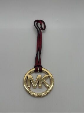 Michael Kors Gold MK Logo Charm with Red and Black Strap